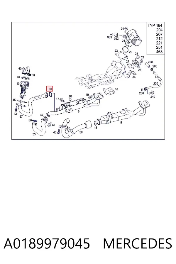 Uszczelka zaworu recyrkulacji EGR A0189979045 Mercedes