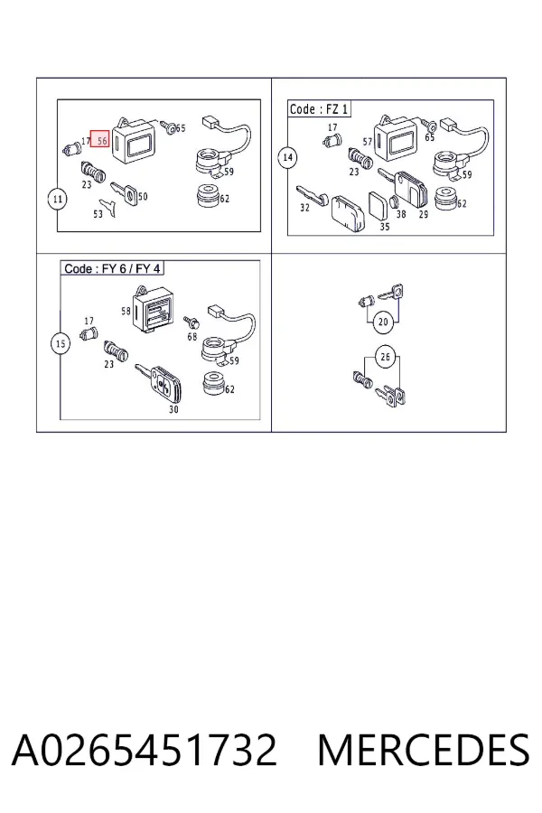 Sterownik immobilizera A0265451732 Mercedes