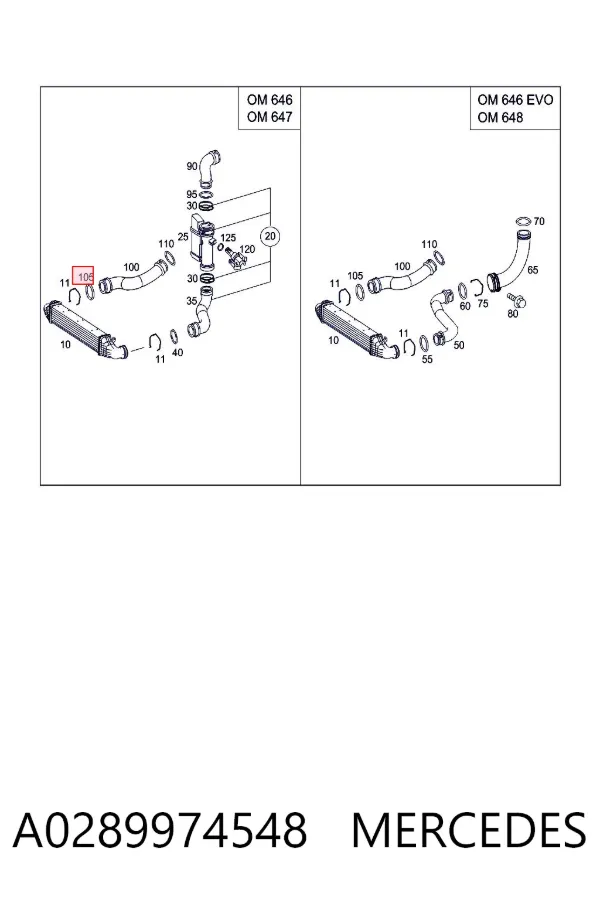 Uszczelka (podkładka) rurki intercoolera A0289974548 Mercedes