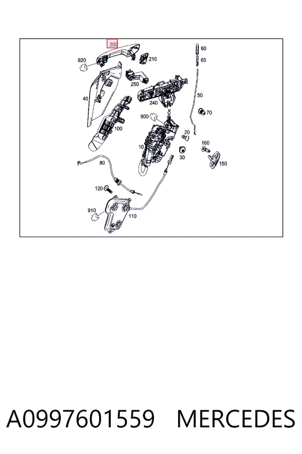 Klamka drzwi tylnych zewnętrzna lewa A0997601559 Mercedes