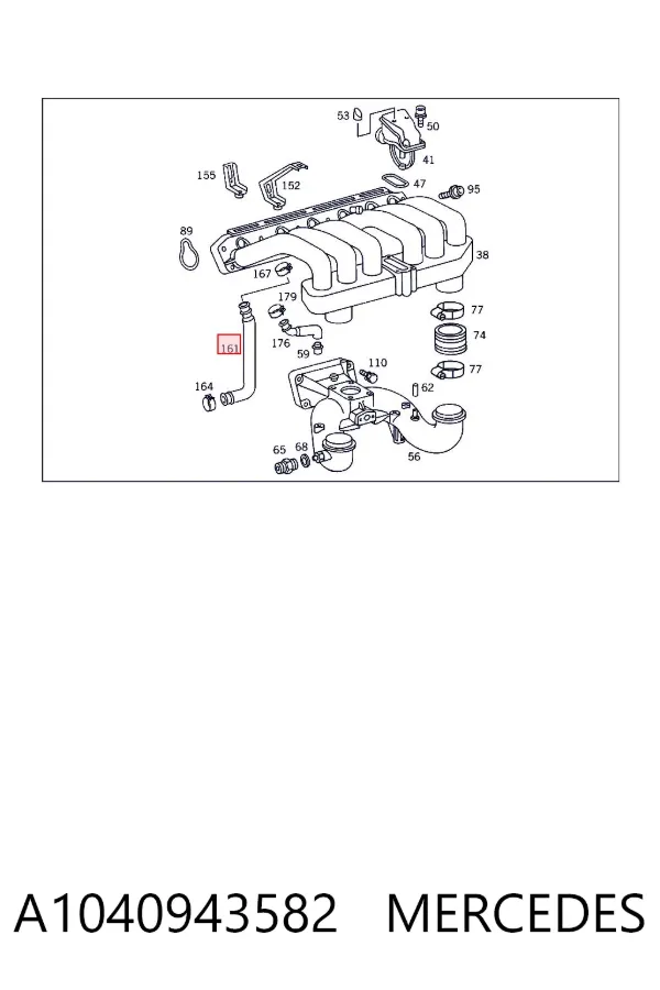 Króciec wentylacji kadłuba (separatora oleju) A1040943582 Mercedes