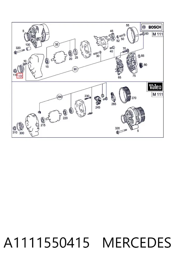 Koło pasowe alternatora A1111550415 Mercedes