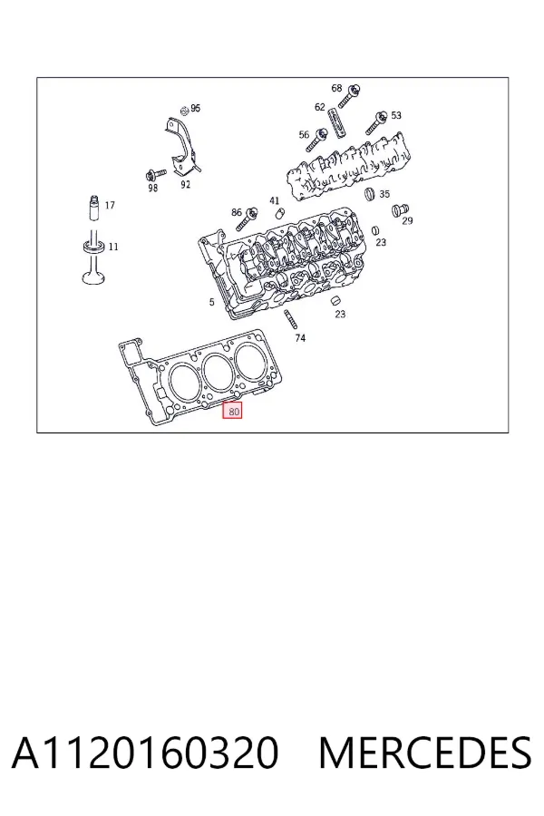 Uszczelka głowicy cylindrów lewa A1120160320 Mercedes