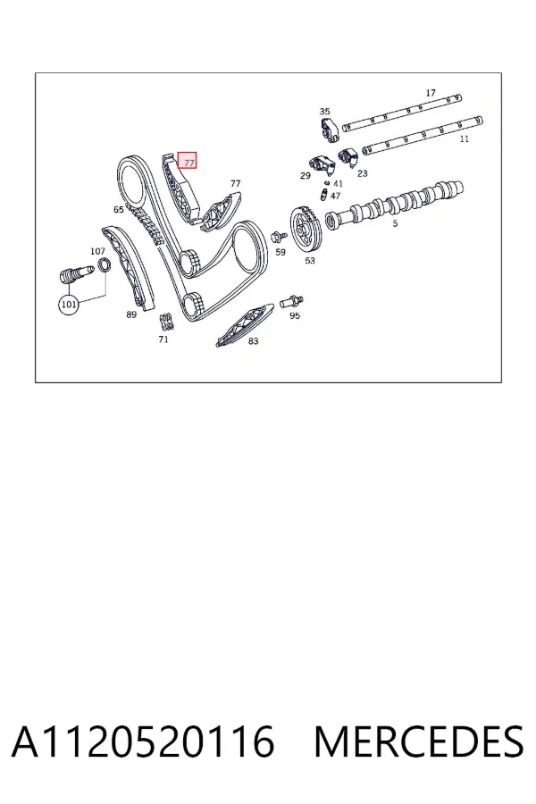 Tłumik drgań łańcucha rozrządu, wewnętrzny A1120520116 Mercedes