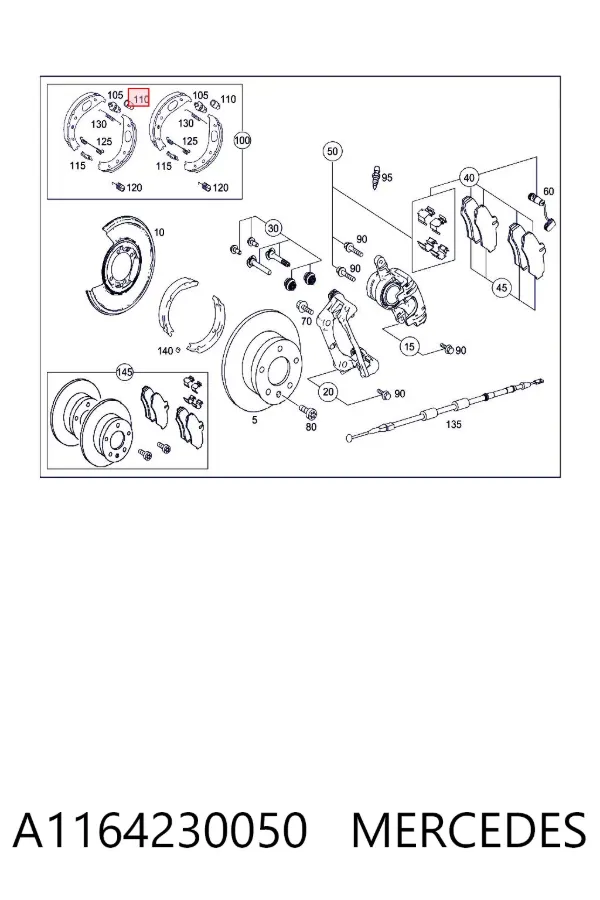Samoregulator szczęk hamulcowych (zestaw naprawczy) A1164230050 Mercedes