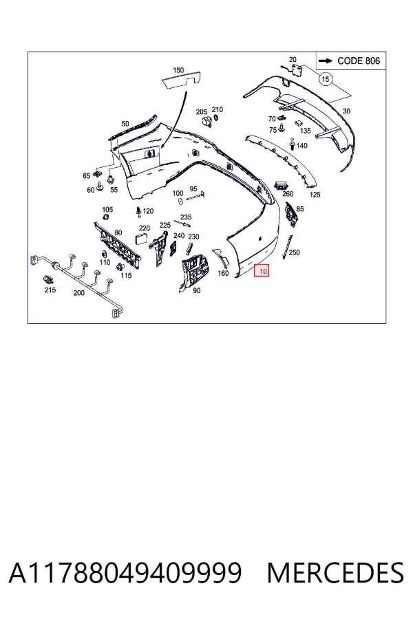 Zderzak tylny A11788049409999 Mercedes