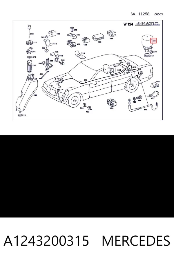 Akumulator hydrauliczny amortyzatorów tylny A1243200315 Mercedes
