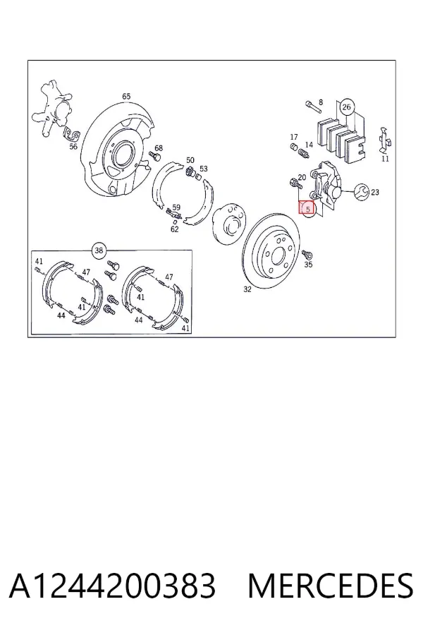 Zacisk hamulcowy tylny prawy A1244200383 Mercedes