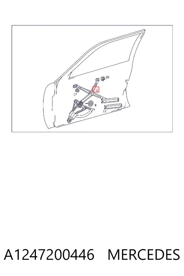 Mechanizm podnoszenia szyby drzwi przednich prawych A1247200446 Mercedes