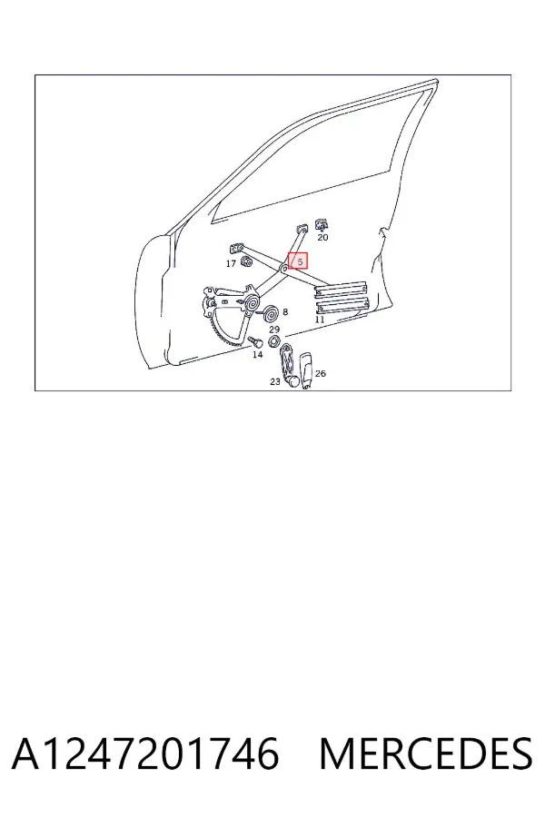 Mechanizm podnoszenia szyby drzwi przednich lewych A1247201746 Mercedes