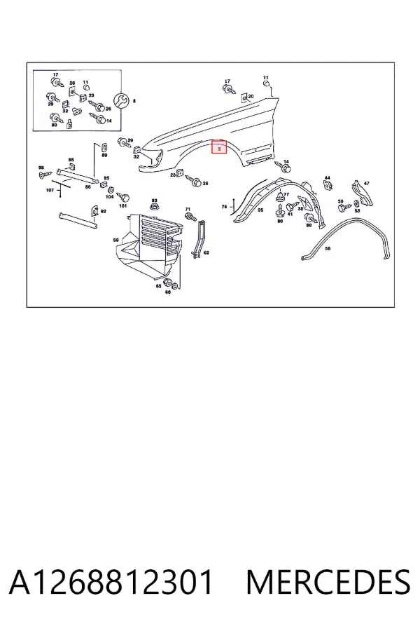 Błotnik przedni lewy A1268812301 Mercedes