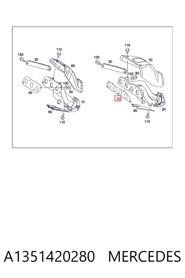 Uszczelka kolektora wydechowego A1351420280 Mercedes