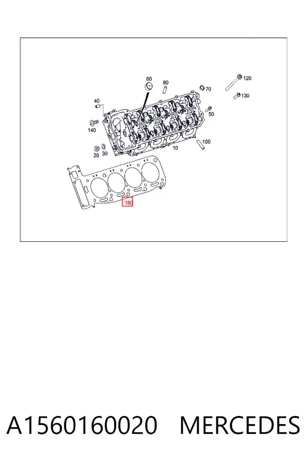Uszczelka głowicy cylindrów prawa A1560160020 Mercedes