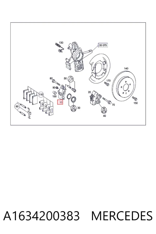 Zacisk hamulcowy tylny lewy A1634200383 Mercedes