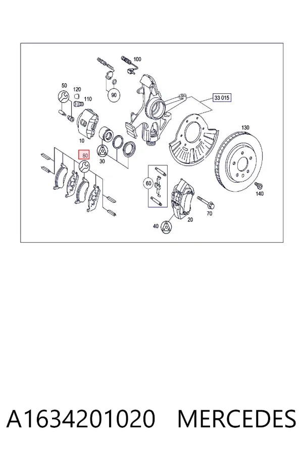 Klocki hamulcowe przednie tarczowe A1634201020 Mercedes