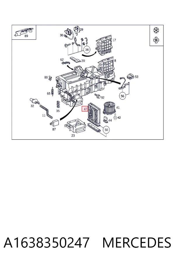 Filtr kabiny A1638350247 Mercedes