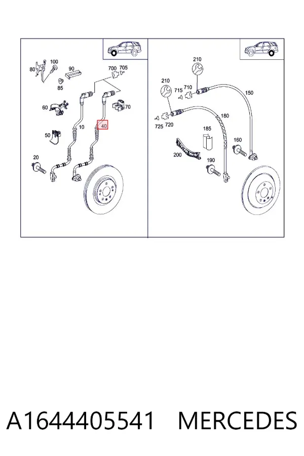 Czujnik ABS przedni A1644405541 Mercedes