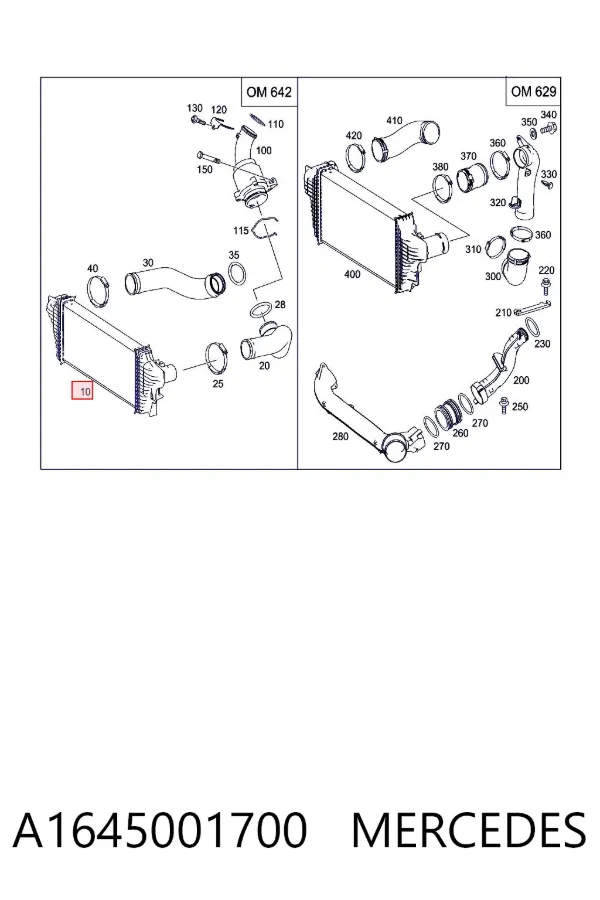 Chłodnica intercoolera A1645001700 Mercedes