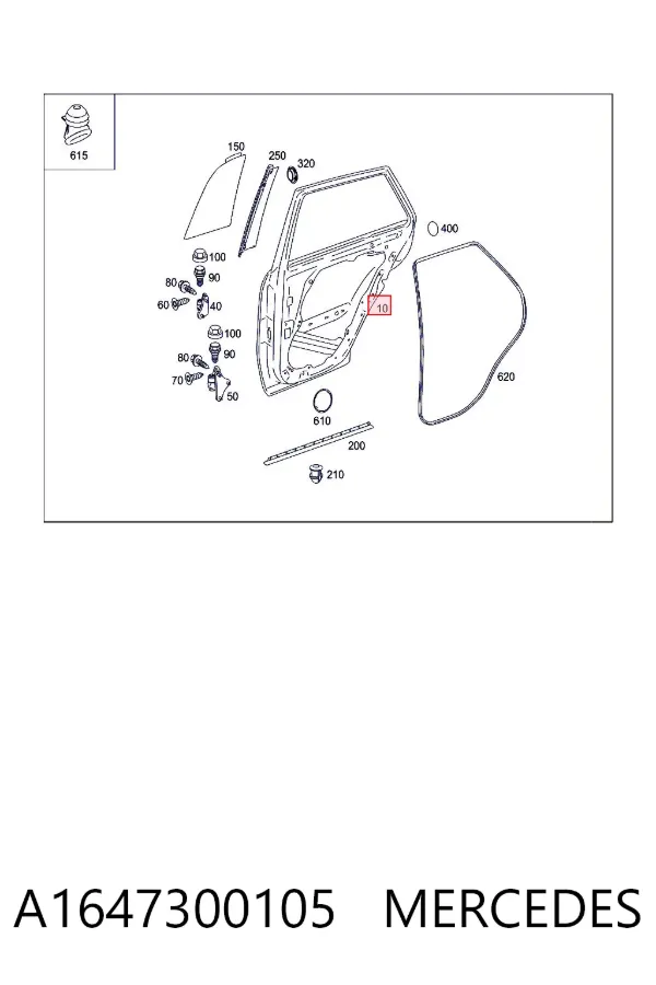 Drzwi tylne lewe Mercedes ML/GLE W164
