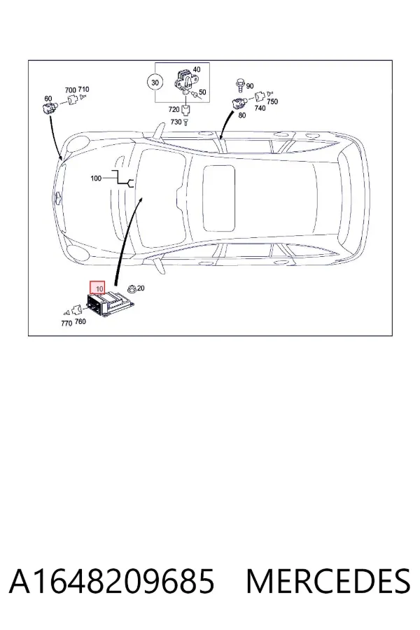 Sterownik poduszki bezpieczeństwa A1648209685 Mercedes