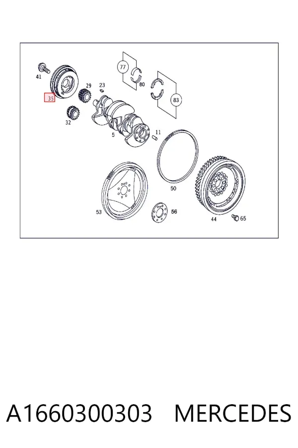 Koło pasowe wału korbowego A1660300303 Mercedes