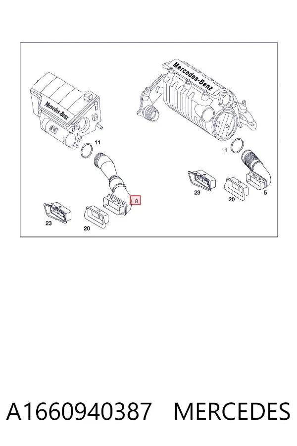 Wlot powietrza do filtra powietrza A1660940387 Mercedes