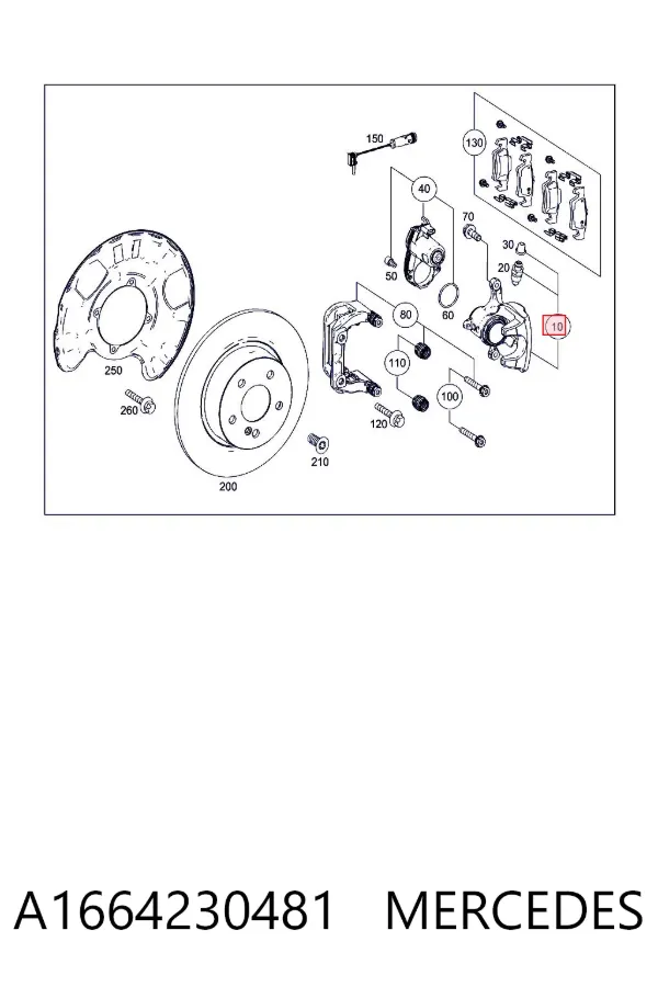Zacisk hamulcowy tylny prawy A1664230481 Mercedes