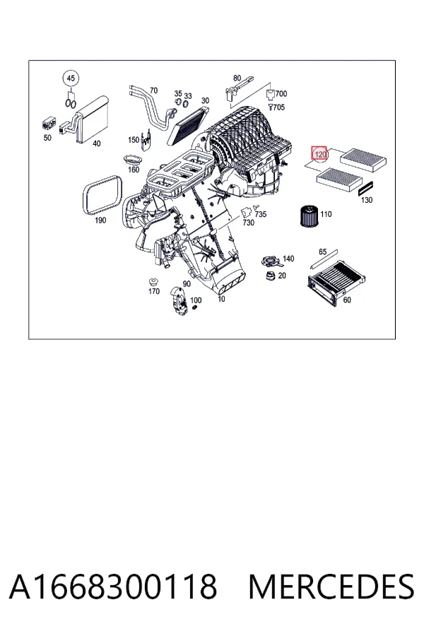 Filtr kabiny A1668300118 Mercedes