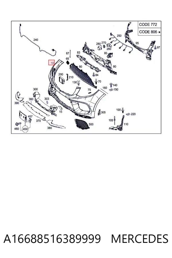Zderzak przedni A16688516389999 Mercedes