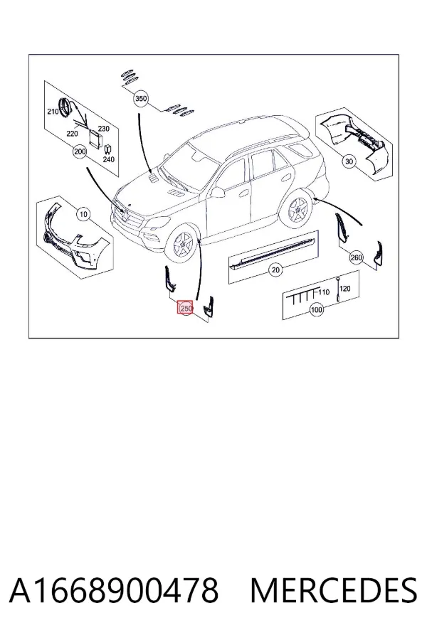 Chlapacze przednie, zestaw A1668900478 Mercedes