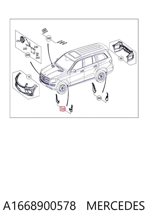 Chlapacze przednie, zestaw A1668900578 Mercedes