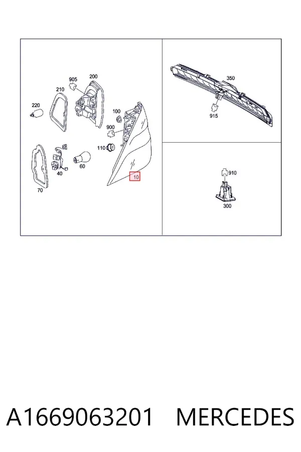 Lampa zespolona tylna prawa A1669063201 Mercedes
