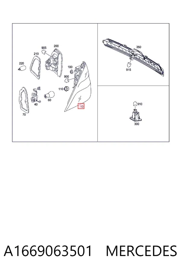 Lampa zespolona tylna lewa A1669063501 Mercedes