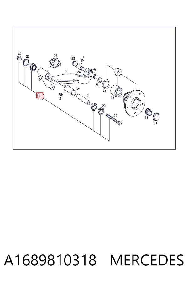 Silentblock wahacza tylnego dolnego A1689810318 Mercedes
