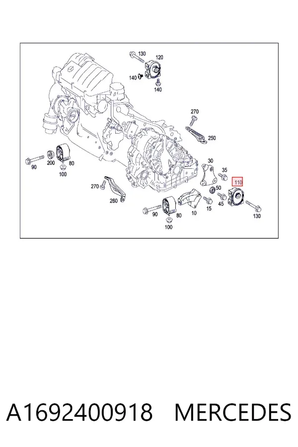 Poduszka (podpora) silnika lewa tylna A1692400918 Mercedes