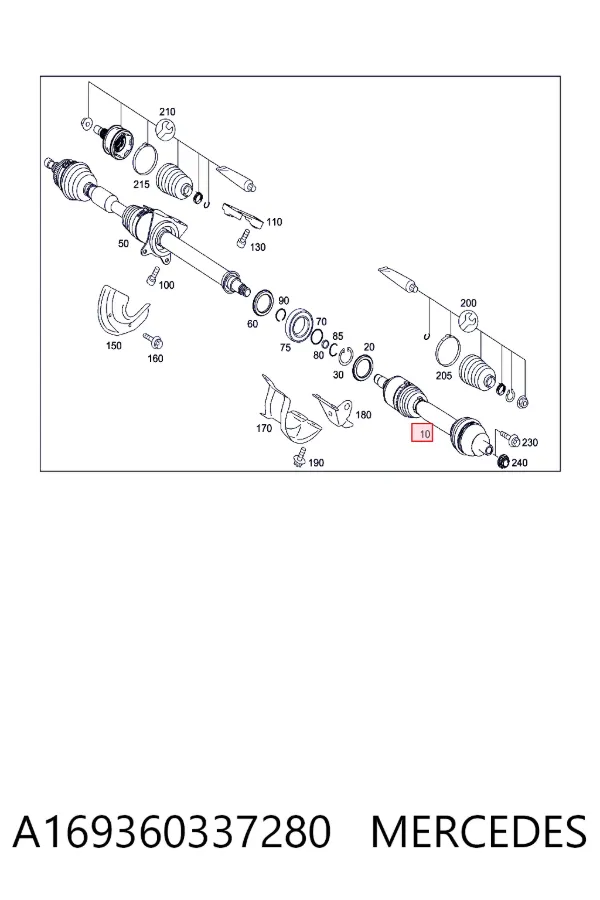 Półoś napędowa przednia lewa A169360337280 Mercedes