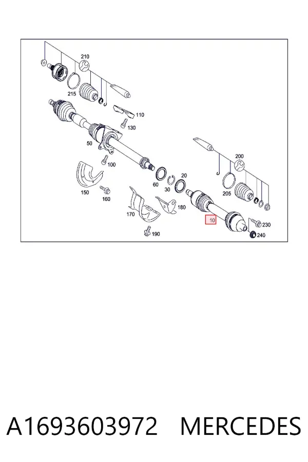 Półoś napędowa przednia lewa A1693603972 Mercedes