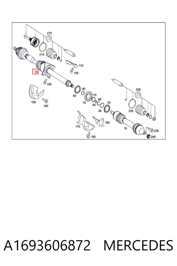 Półoś napędowa przednia prawa A1693606872 Mercedes