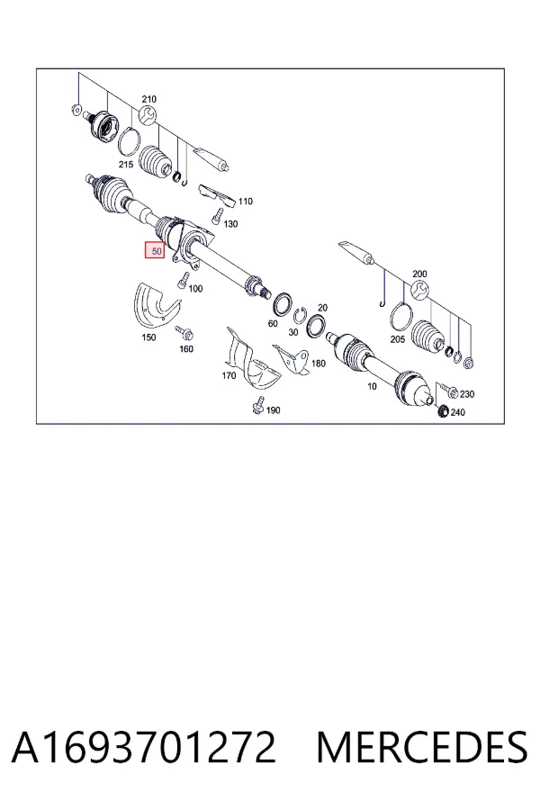 Półoś napędowa przednia prawa A1693701272 Mercedes