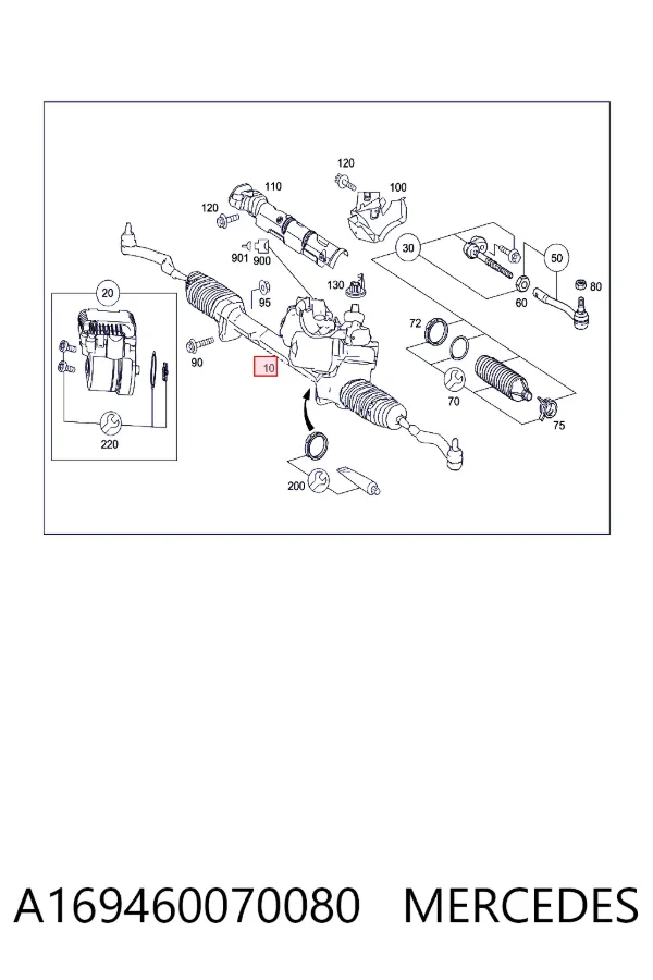 Listwa kierownicza (maglownica) A169460070080 Mercedes