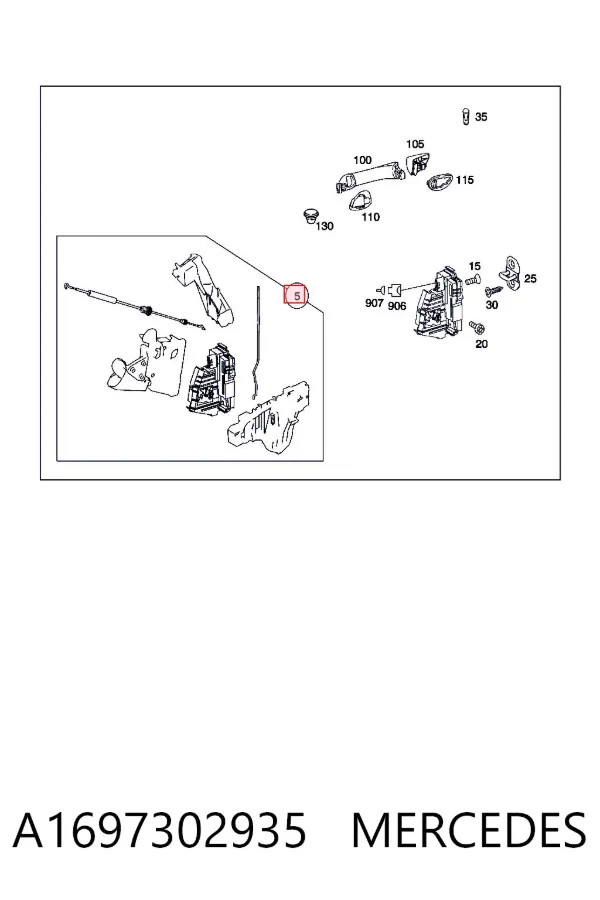 Zamek drzwi tylnych lewych A1697302935 Mercedes