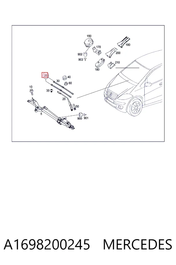 Pióro wycieraczki szyby przedniej, zestaw (2 szt.) A1698200245 Mercedes