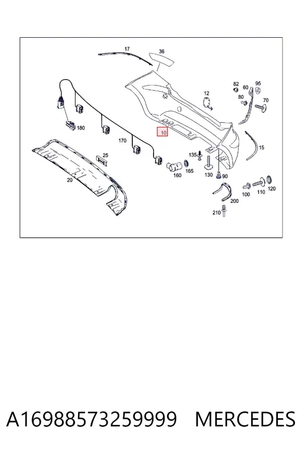 Zderzak tylny A16988573259999 Mercedes