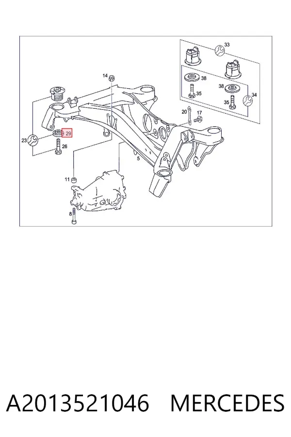 Silentblock tylnej belki A2013521046 Mercedes