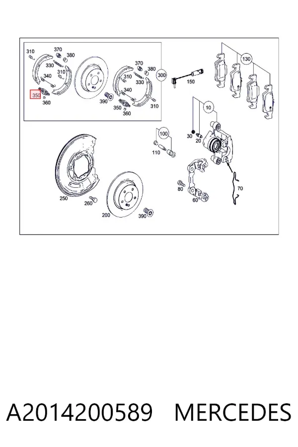 Mechanizm rozpierający szczęki hamulca ręcznego (postojowego) A2014200589 Mercedes