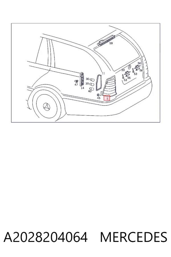 Lampa zespolona tylna prawa Mercedes C S202