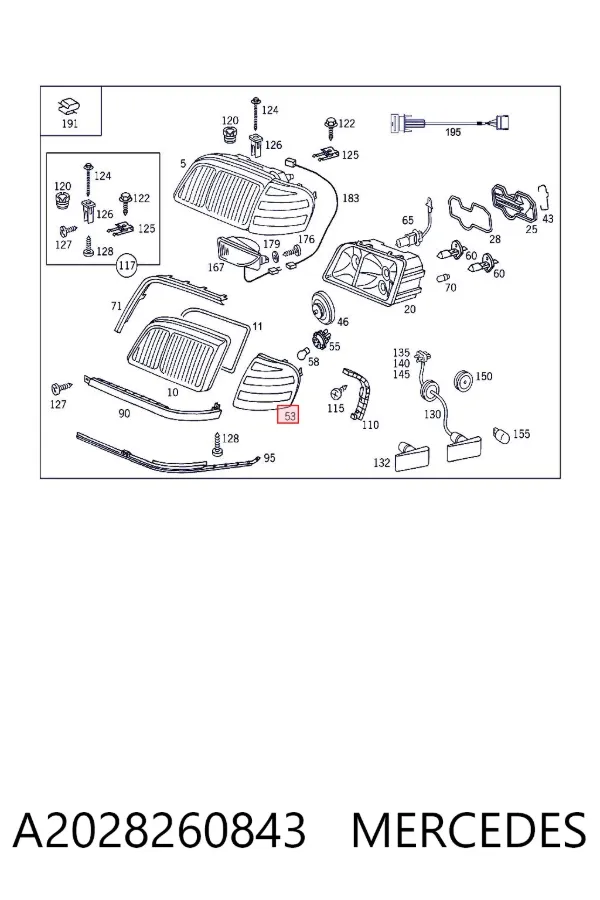Kierunkowskaz prawy A2028260843 Mercedes