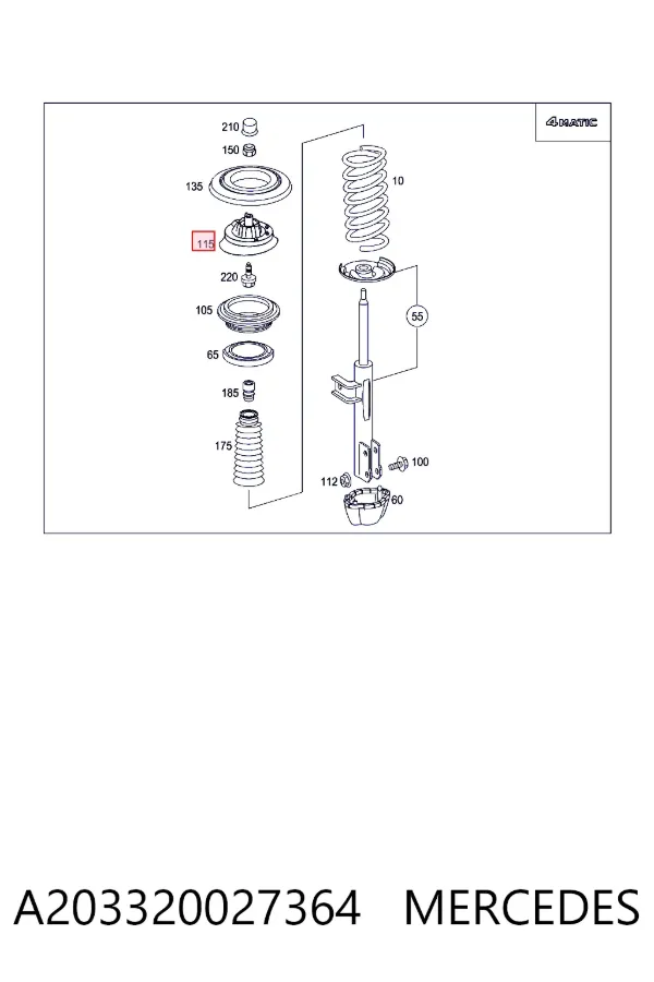 Poduszka amortyzatora przedniego A203320027364 Mercedes