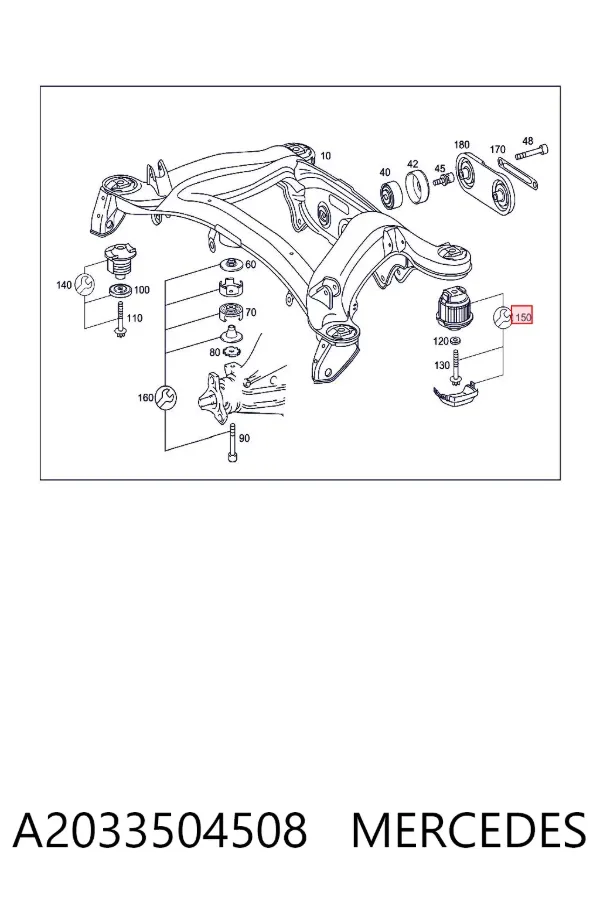 Silentblock tylnej belki A2033504508 Mercedes