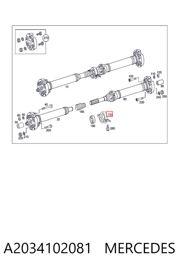 Łożysko podwieszane wału Cardana A2034102081 Mercedes
